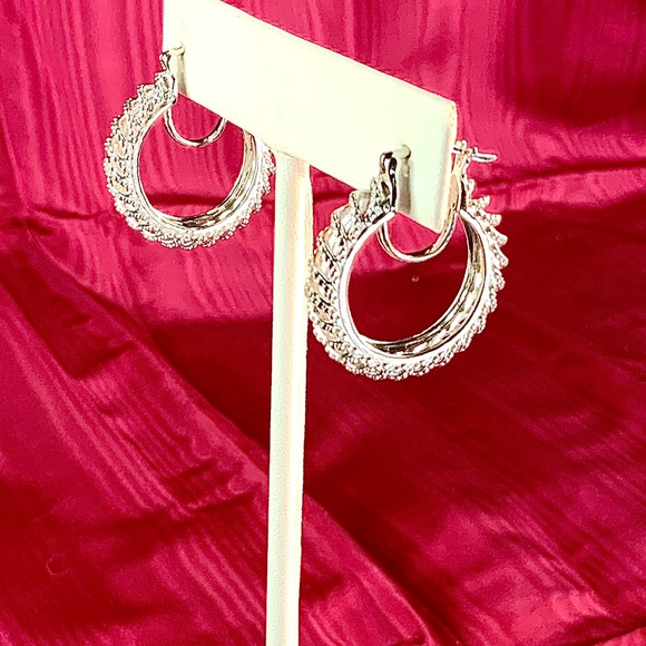 Diamond Accent Hoop Earrings - Picture 5 of 7